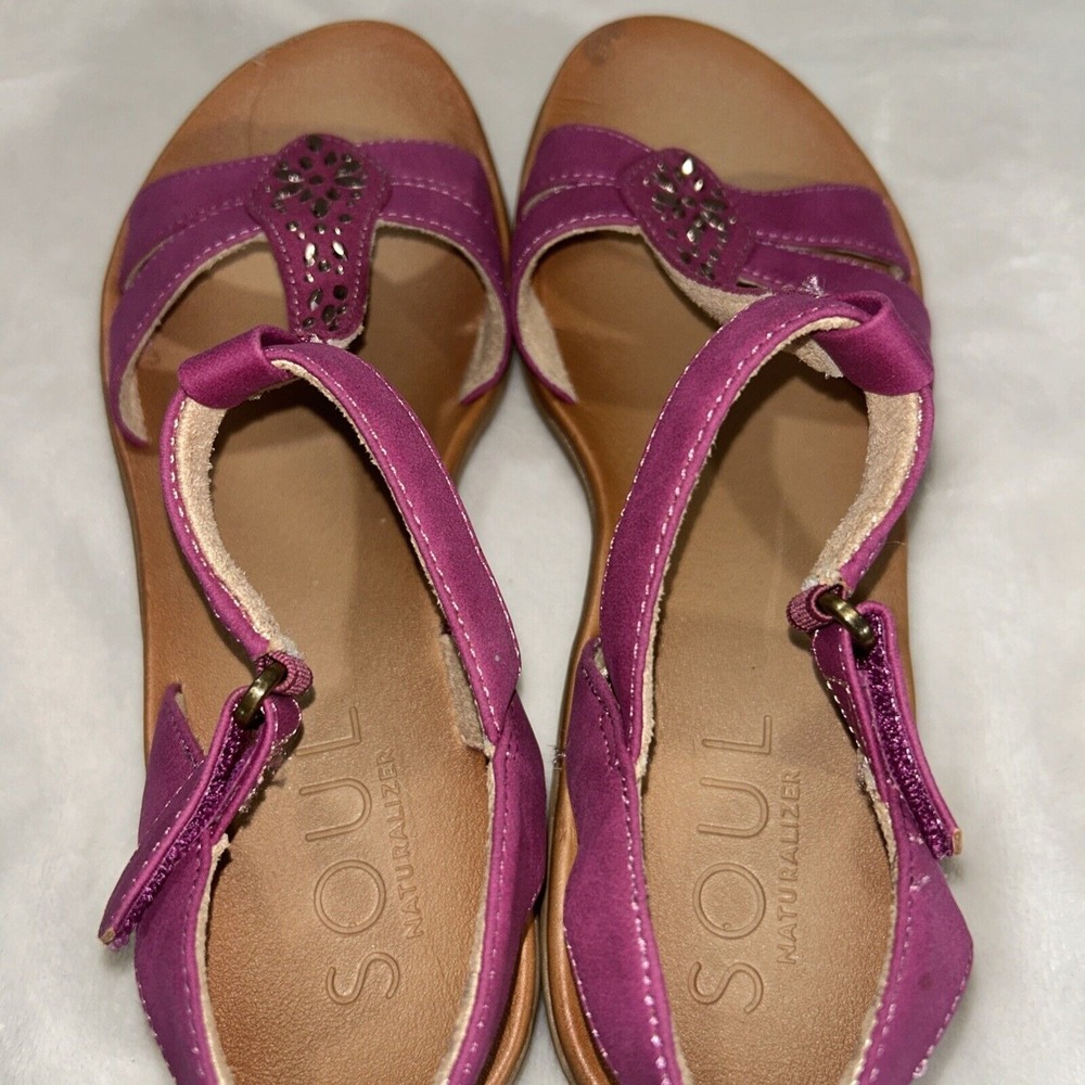 SOUL Naturalizer Women's Summer Sandal, Purple/Brown, Rhinestone Size 8.5 - Picture 6 of 8